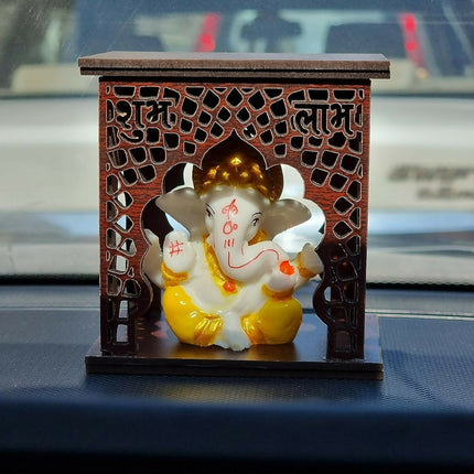Expleasia, Exuberant & Luxury Decor Ganesha Idol With Wooden Temple