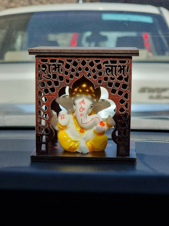 Expleasia, Exuberant & Luxury Decor Ganesha Idol With Wooden Temple