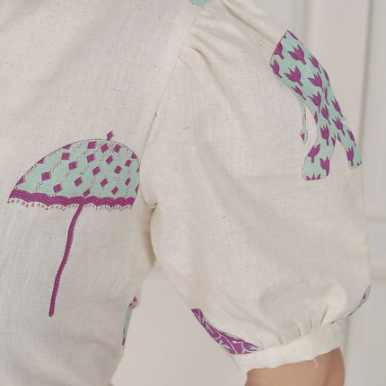 Miravan Womens Flex Cotton Short Sleeve Off White Animal Print A-Line Maxi Dress