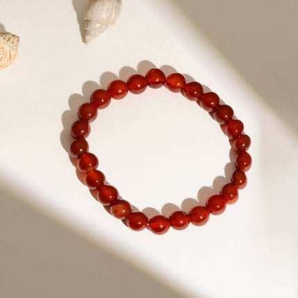 Red Carnelian Onyx Crystal Beads Bracelet - Ruby Raang