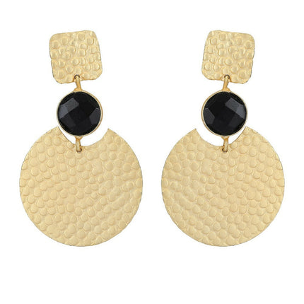 Joban Fashion Women Round Shape Matte Gold Earrings