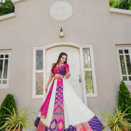 Aastha Fashion Off White Heavy Jacquard Fabric Heavy Embroidery Sequence + Thread +Zari +Ready Lace Semi Stitched Wedding Wear Lehenga Choli