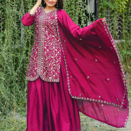 Lehenga Mart Designer Sharara Suit For Women or Girls - Pink