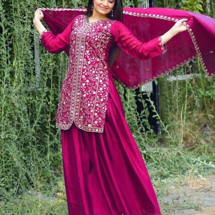 Lehenga Mart Designer Sharara Suit For Women or Girls - Pink