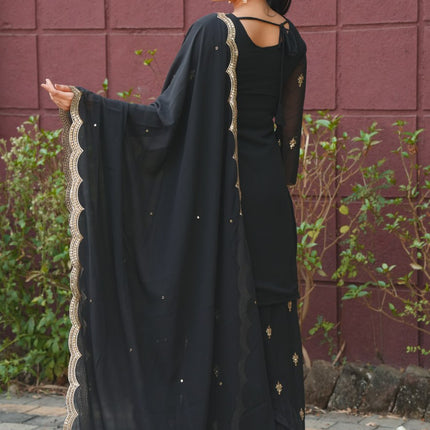 Lehenga Mart Designer Sharara Suit For Women or Girls - Black