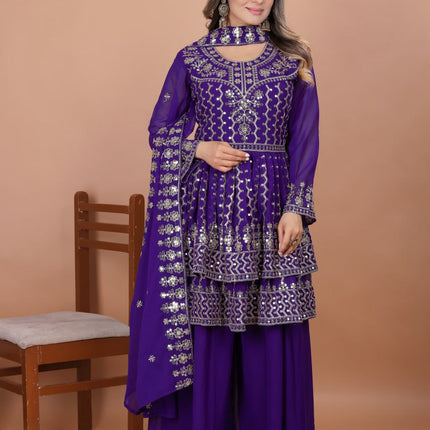 Lehenga Mart Designer Sharara Suit For Women or Girls - Blue