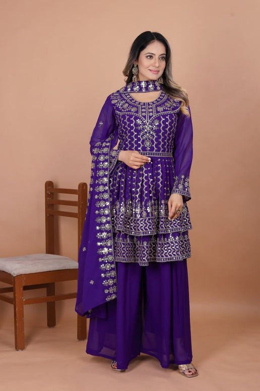 Lehenga Mart Designer Sharara Suit For Women or Girls - Blue