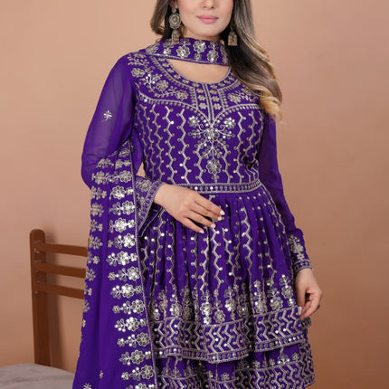 Lehenga Mart Designer Sharara Suit For Women or Girls - Blue