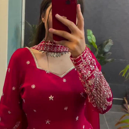 Lehenga Mart Designer Sharara Suit For Women or Girls - Maroon