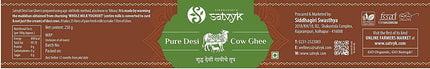 Siddhagiri's Satvyk Organic Pure Desi Cow Ghee | Made with Cow's Milk | Pure organic ghee, traditionally-churned