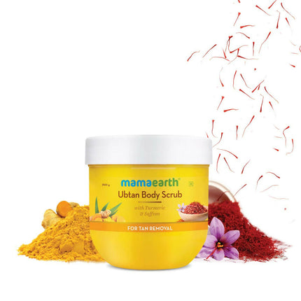 Mamaearth Ubtan Face Mask & Body Scrub with Turmeric & Saffron Combo For Tan Removal