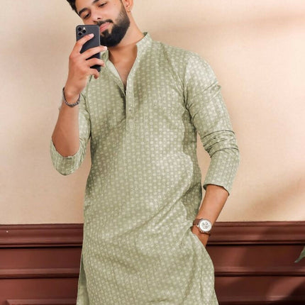 Pista Art Silk Digital Printed, Embroidery Work Kurta Set - Mahotsav