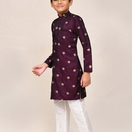 Joban Fashion Satin Silk Magenta Kurta With Straight Fit Pant