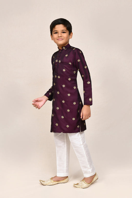 Joban Fashion Satin Silk Magenta Kurta With Straight Fit Pant