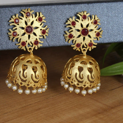 Joban Fashion Women Matte Gold Brass Jhumka