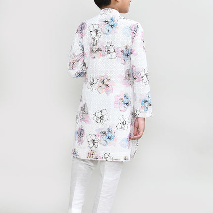 Joban Fashion Cotton White Kurta With Straight Fit Pant