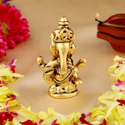 Estele Gold-Polished Spiritual Lord Ganesha Idol for Gifts & HouseWarming/Home/Office Decors