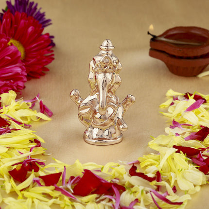 Estele Pink/Rose Gold-Polished Spiritual Lord Ganesha Idol for Gifts & HouseWarming/Home/Office Decors