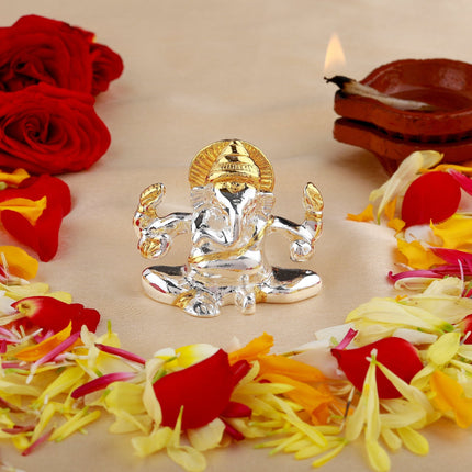Estele Gold-Polished Spiritual Lord Bal Ganesha Idol for Gifts & HouseWarming/Home/Office Decors