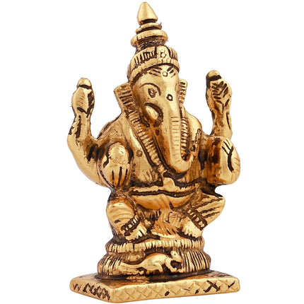 Estele Gold-Polished God of Wisdom Lord Ganesha Idol for Home/Office Decors