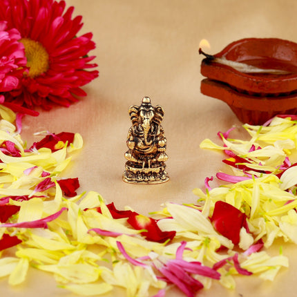 Estele Gold-Polished Spiritual Lord Ganesha Idol for Gifts & HouseWarming/Home/Office Decors