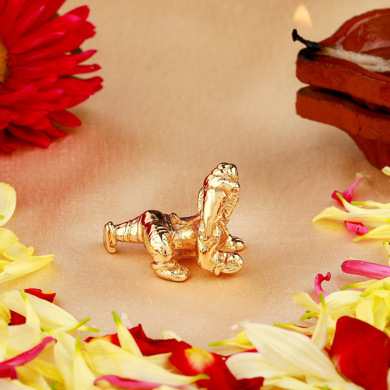 Estele Gold-Polished Spiritual Lord Bal Ganesha Idol for Gifts & HouseWarming/Home/Office Decors