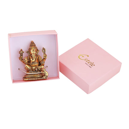Estele Gold-Polished Spiritual Lord Ganesh Idol for Gifts & HouseWarming/Home/Office Decors