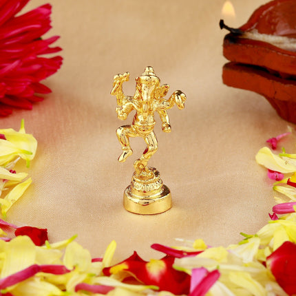 Estele Gold-Polished God of beginnings Lord Ganesha Idol with stand on one leg for Home/Office Decors