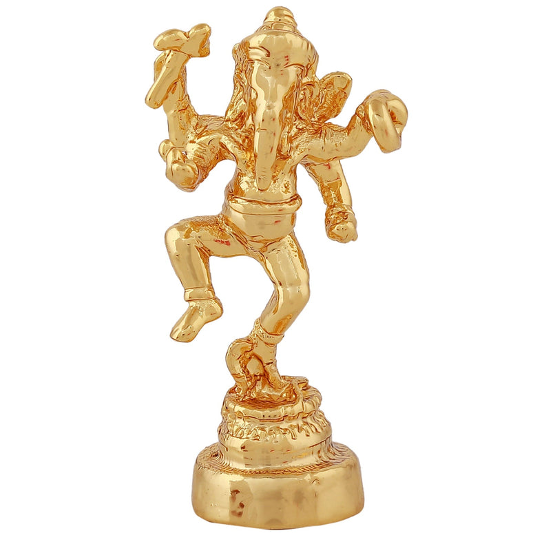 Estele Gold-Polished God of beginnings Lord Ganesha Idol with stand on one leg for Home/Office Decors