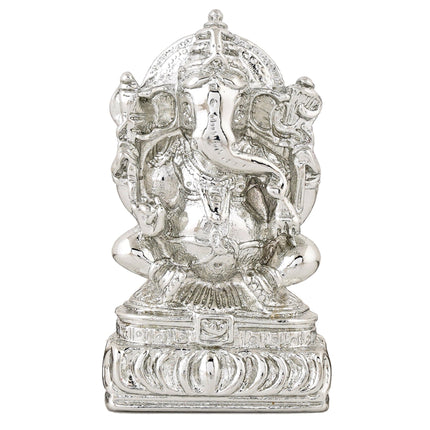 Estele Rhodium Plated Spiritual Lord Ganesha Idol for Gifts & HouseWarming/Home/Office Decors