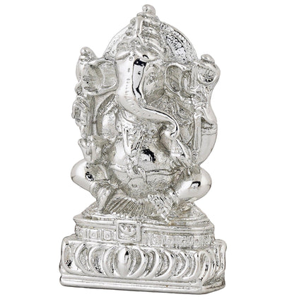 Estele Rhodium Plated Spiritual Lord Ganesha Idol for Gifts & HouseWarming/Home/Office Decors