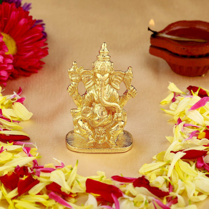 Estele Gold-Polished Spiritual Lord Ganesha Idol for Gifts & HouseWarming/Home/Office Decors