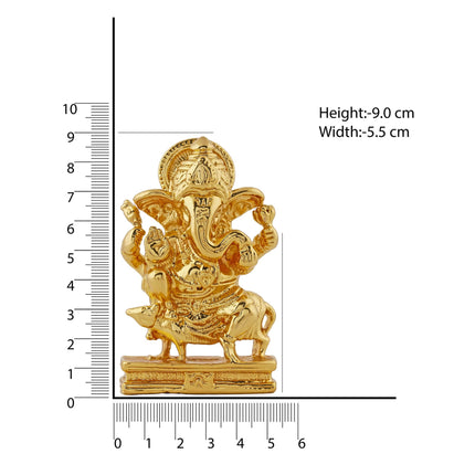 Estele Gold-Polished Spiritual Lord Mooshak Ganesha Idol for Gifts & HouseWarming/Home/Office Decors