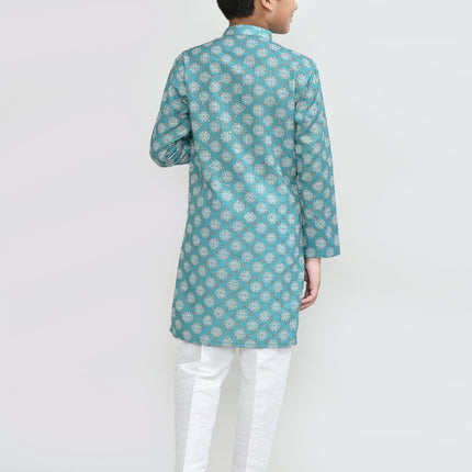 Joban Fashion Cotton Green Kurta With Straight Fit Pant