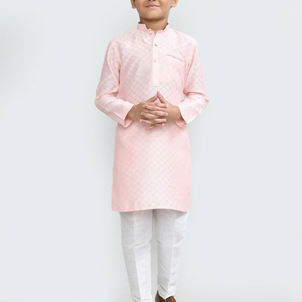 Joban Fashion Cotton Silk Peach Kurta With Straight Fit Pant