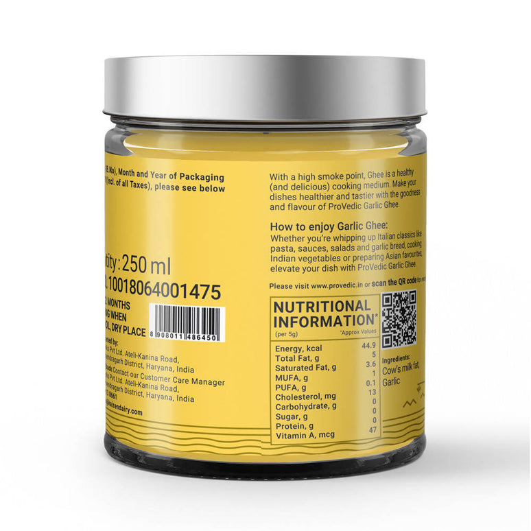 ProVedic Garlic Ghee | Pure Ghee for Better Digestion and Immunity Booster | Homemade Organic & Fresh Ghee | No added Preservatives
