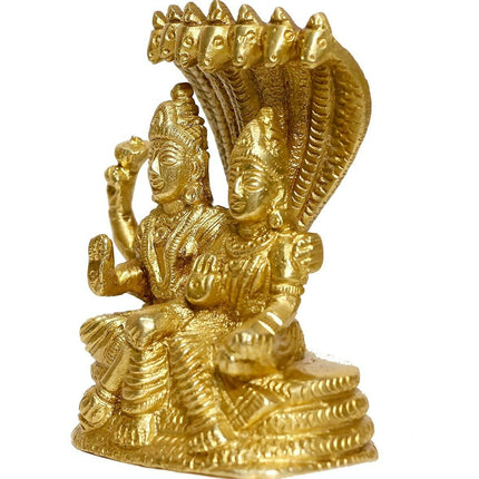 P.J.Handicrafts Brass Metal Statue Of Vishnu Ji With Laxmi