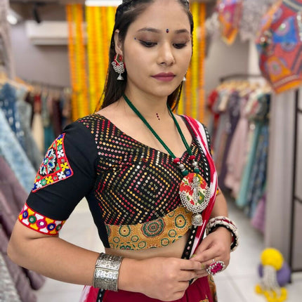 Aastha Fashion Maroon Maslin / Rayon Heavy Print + Gamthi Work Lace + Patch Semi Stitched Wedding Wear Lehenga Choli