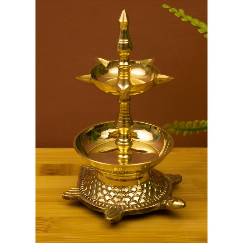 Spillbox Gold-Toned Brass Kachua Fancy Diya Pooja Essential