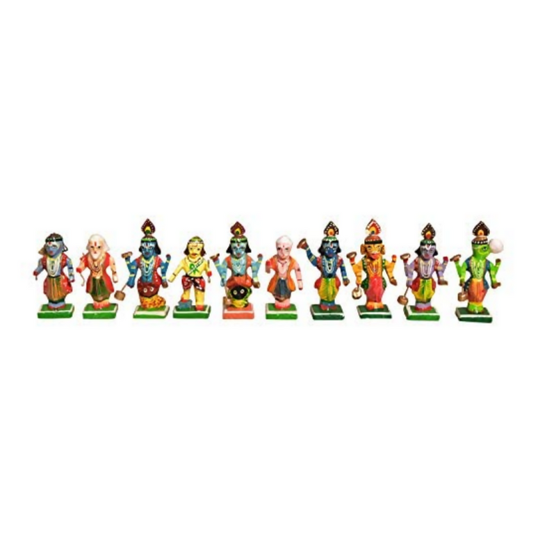Hast Shilp Wooden Vishnu Dashavataram Golu Navrathri Golu Dolls Set Collectible Handicraft Art