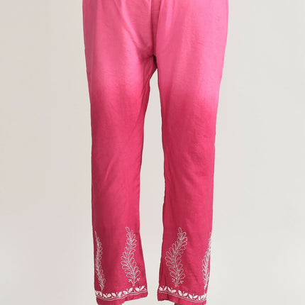 Joban Fashion Womens Cotton ChikanKari pink Kurta set