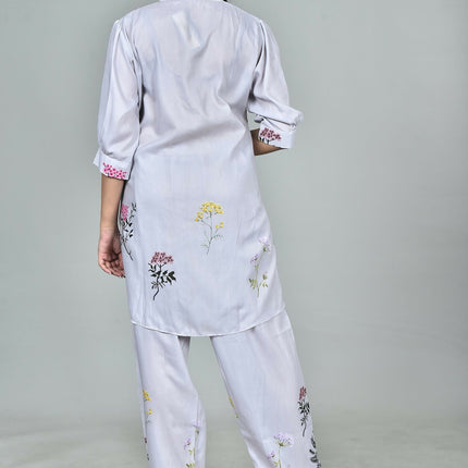 Morchari Digital Print Semi Muslin Co-Ord Set Top & Trouser-Multicolor