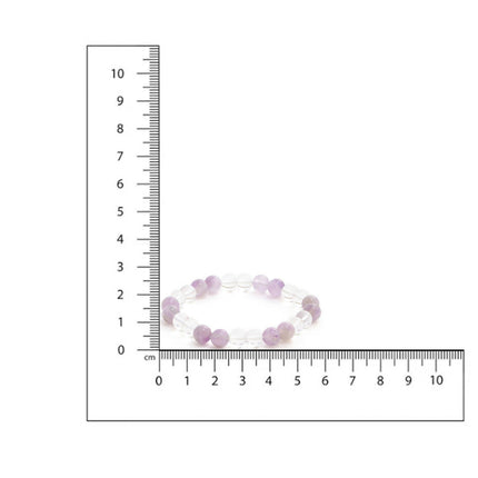 Clear Quartz and Amethyst White and Grey Beads Elastic Bracelet - Ruby Raang
