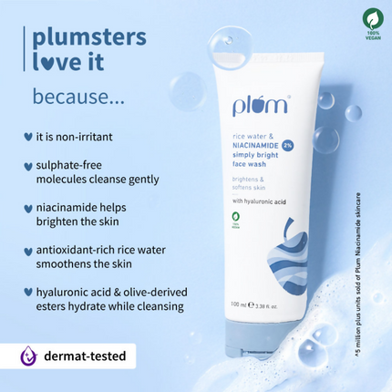 Plum 2% Niacinamide Face Wash With Rice Water