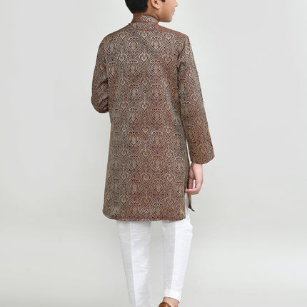 Joban Fashion Imported Jacquard Maroon Kurta With Straight Fit Pant