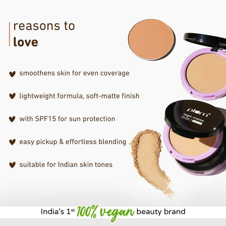 Plum Legit Matte Talc-Free Compact With SPF15 - Brew Brilliance 133 Y