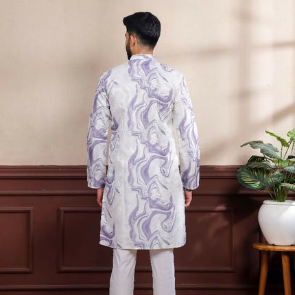 Purple Art Silk Digital Printed, Embroidery Work Kurta Set - Mahotsav
