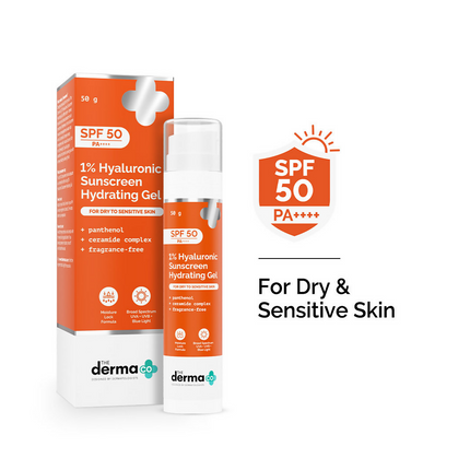 The Derma Co 1% Hyaluronic Sunscreen Hydrating Gel SPF 50 PA ++++
