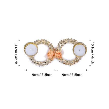 Tied Ribbons Set Of 6 Multicoloured Decoartive Artificial Flower Tealight Candle Holder