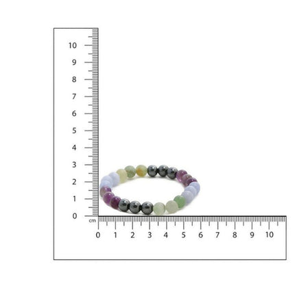 Red Carnelian, Amathyst Multicoloured Brown and Black Round crystal Beads Elastic Bracelet - Ruby Raang